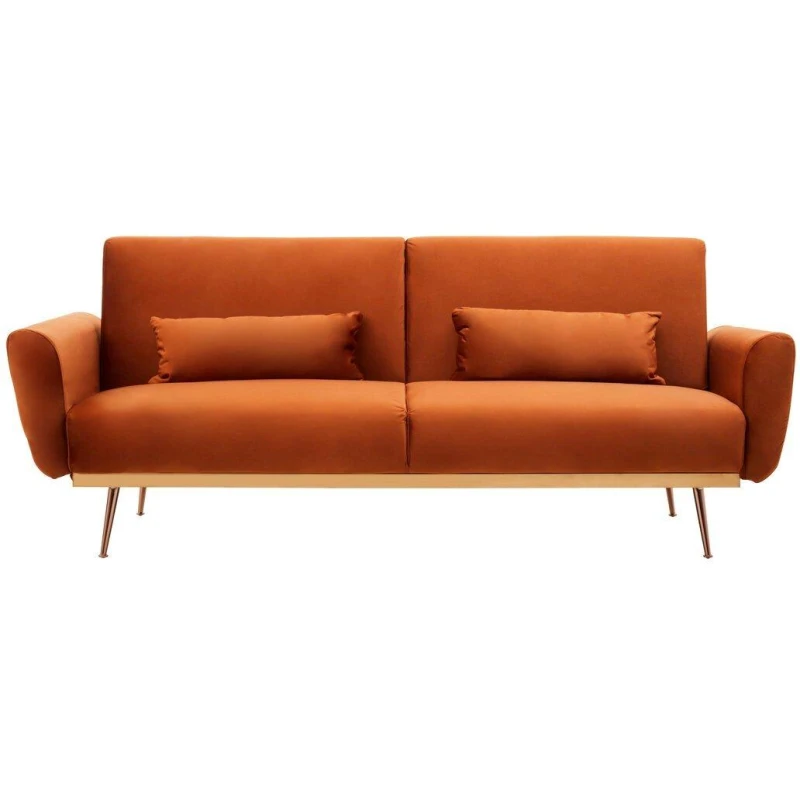 Image of Interiors by Premier Hatton Burnt Orange Velvet Sofa Bed Orange unisex One Size