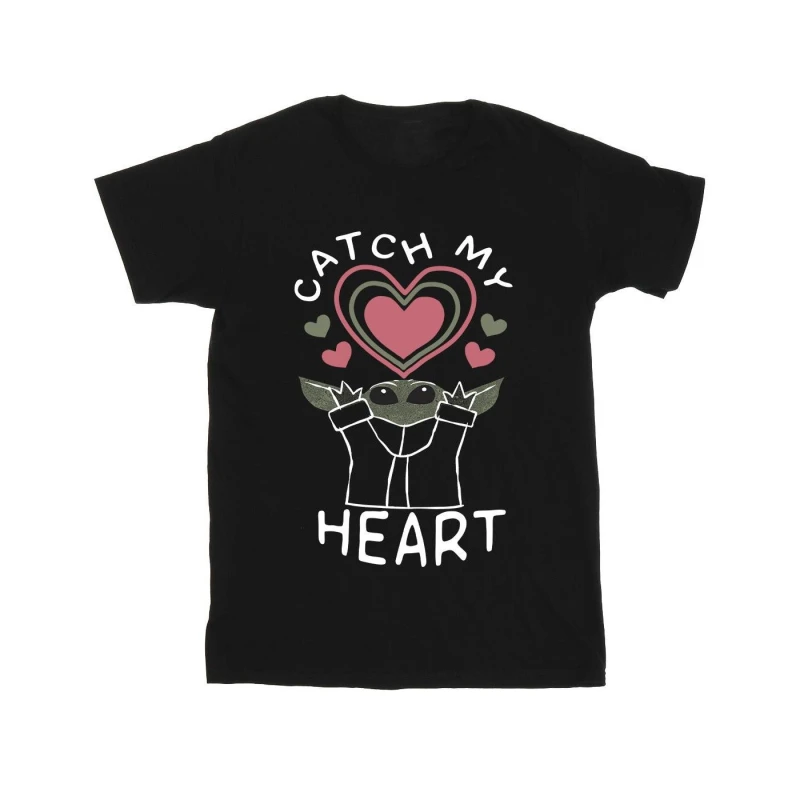 Image of Star Wars Star Wars Men Catch My Heart Cotton T-Shirt in Black Size: Small Black S Male 5063376348102