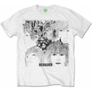 Image of The Beatles Mens Revolver Album Cover White T-Shirt Medium