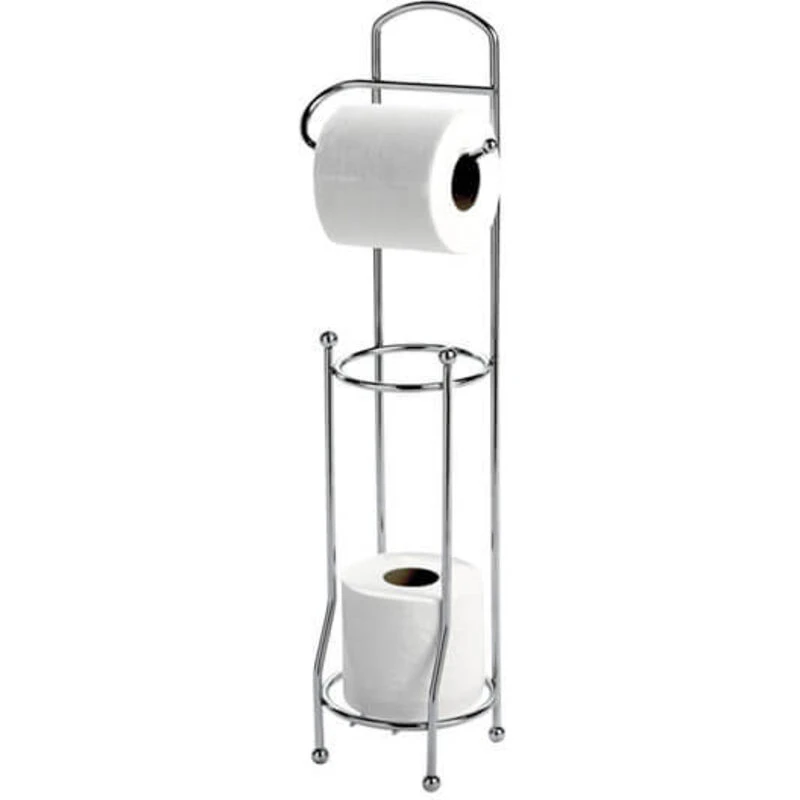 Image of Showerdrape Wire Stainless Steel Chrome Toilet Roll Holder & Spare Paper Holder Combination Silver
