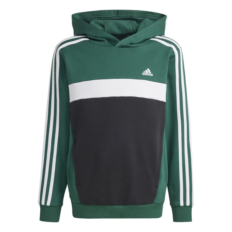 Image of adidas Tiberio 3-Stripes Colourblock Hoodie Juniors - Green Green 11 - 12 Years