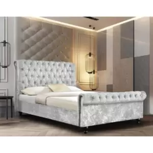 Image of Arisa Upholstered Beds - Crush Velvet, Small Double Size Frame, Silver - Silver