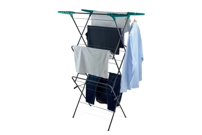 Image of Tower 3 Tier Concertina Airer with Fold Out Wings Teal