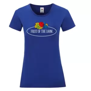 Image of Fruit of the Loom Womens/Ladies Vintage Big Logo T-Shirt (L) (Cobalt Blue)