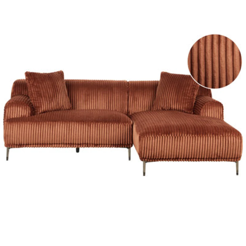 Image of Beliani Corner Sofa Stenum Corduroy Brown Left Hand
