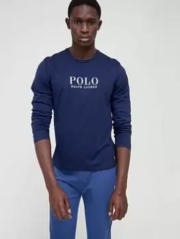 Image of Polo Ralph Lauren Logo Long Sleeve Lounge T-Shirt - Navy Size M Men