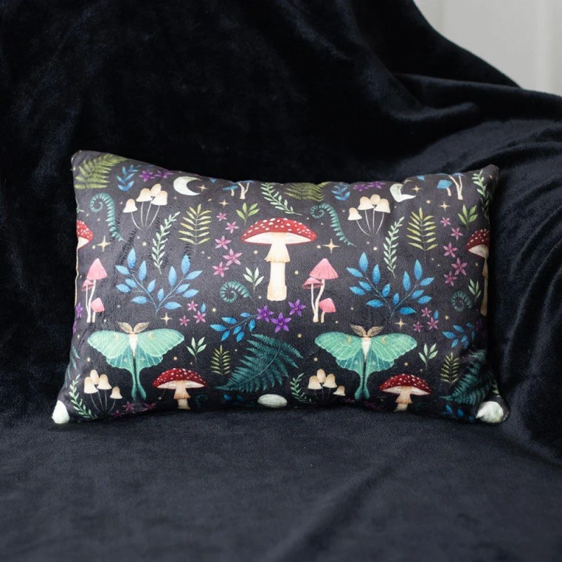 Image of KDMD 40cm Rectangular Dark Forest Print Cushion Black