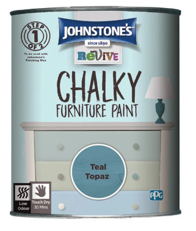 Image of Johnstone's Chalky Furniture Paint Teal Topaz 750Ml