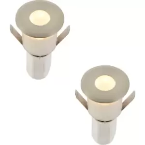 Image of 2 PACK Recessed Decking IP67 Guide Light - 1.2W Warm White LED - Satin Nickel