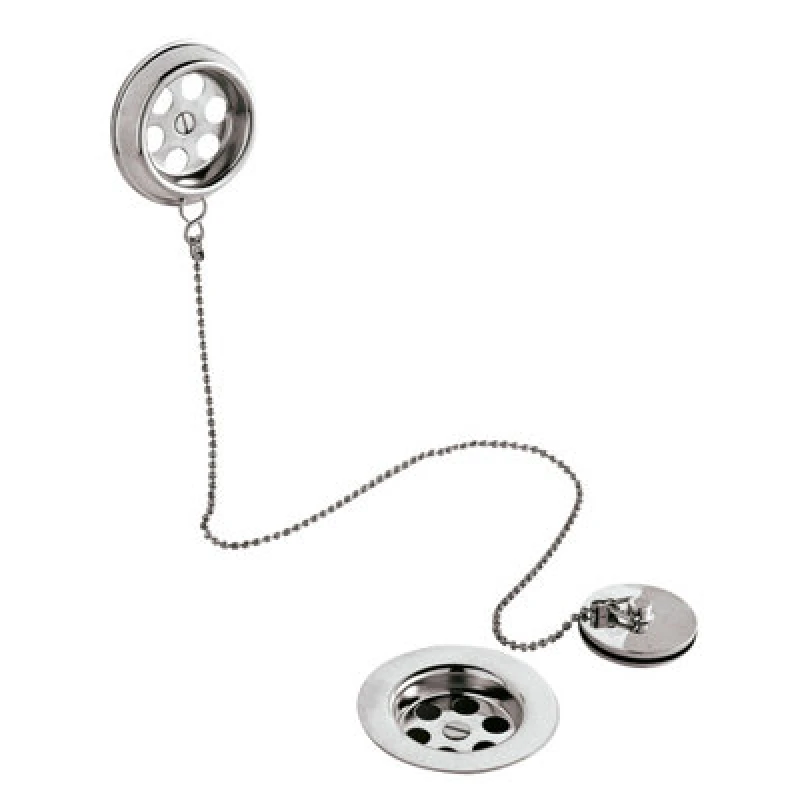 Image of Balterley Bath Waste Overflow Brass Plug Ball Chain for Baths up to 20mm Thick Silver unisex