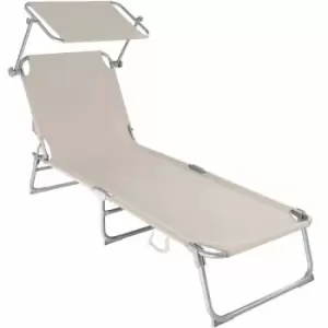 Image of Tectake Sun Lounger With Sun Shade Cream
