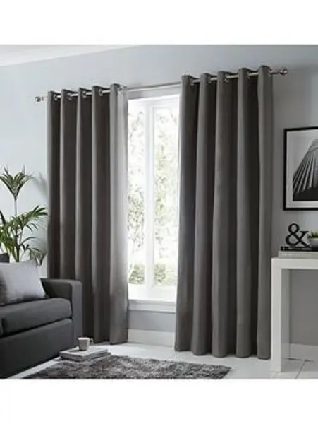 Image of Fusion Sorbonne Lined Eyelet Curtains Duck Egg NUW9M Unisex width: 229x229cm(90x90inches)