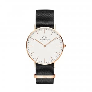 Image of Daniel Wellington White And Black 'Classic 36 Cornwall RG White' Watch - DW00100259 - multicoloured