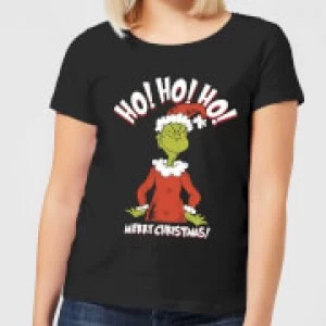 Image of The Grinch Ho Ho Ho Smile Womens Christmas T-Shirt - Black - S