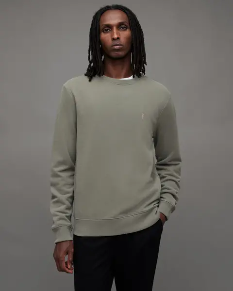 Image of AllSaints Raven Contrast Crew Neck Ramskull Sweatshirt