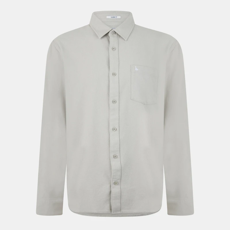 Image of Jack Wills Plain Flannel Shirt Mens - Beige Beige XS