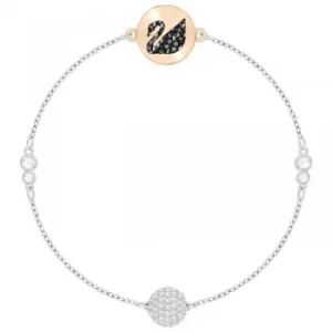 Image of Ladies Swarovski Two-Tone Steel and Rose Plate Remix Swan Bracelet