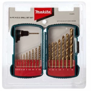 Image of Makita 16 Piece HSS TiN Drill Bit Set