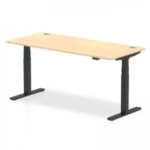 Image of Air 1800 x 800mm Height Adjustable Desk Maple Top Cable Ports Black