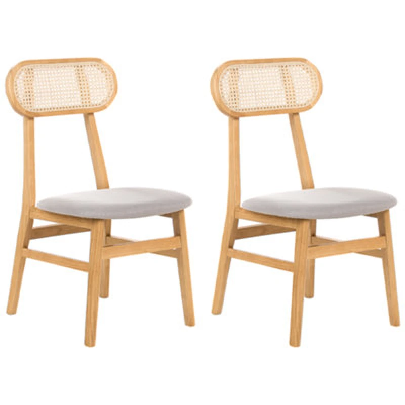 Image of Beliani Set Of 2 Dining Chairs Fallon Light Brown