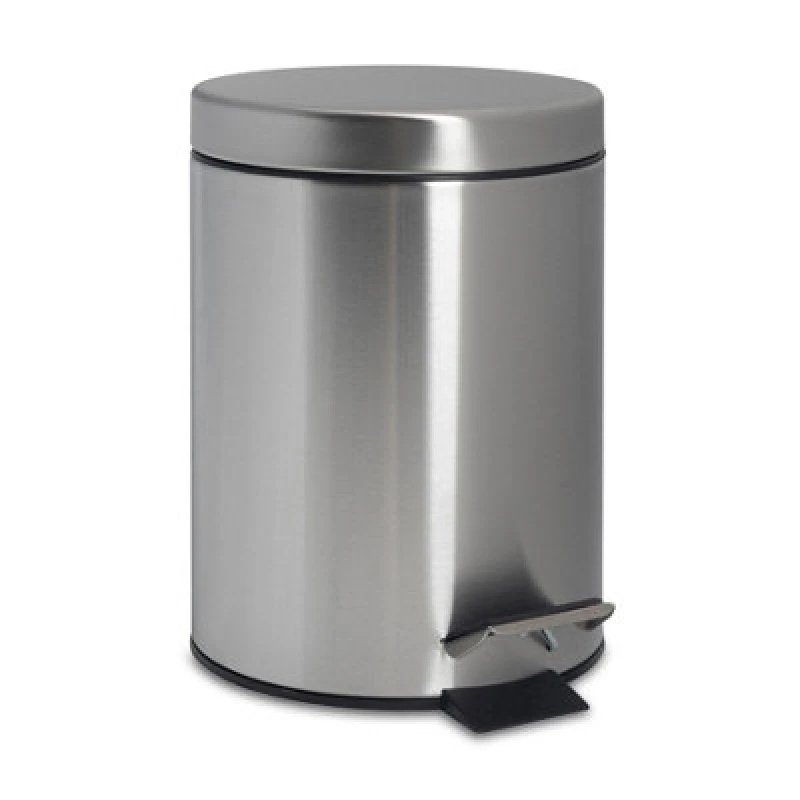 Image of Harbour Housewares Bathroom Pedal Bin - 3L - Matt - Round Stainless Steel Slim Rubbish Dustbin Lid And Inner Liner Bucket