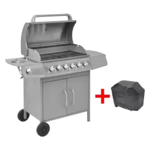 Image of Vidaxl Gas Barbecue Grill 6+1 Cooking Zone Silver