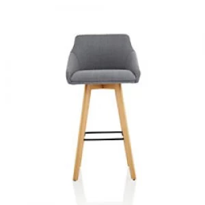 Image of Dynamic Bar Stool with Fixed Armrests Carmen Fabric Grey, Wood