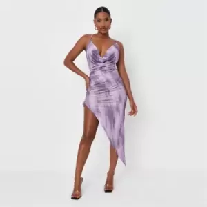 Image of Missguided Cowl Neck Midi Dress Smudge Print - Purple