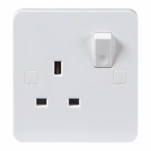 Image of KnightsBridge Pure 9mm 13A White 1G Single 230V UK 3 Pin Switched Electric Wall Socket