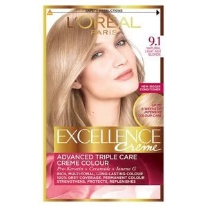 Image of Excellence Creme 9.1 Light Ash Blonde Hair Dye Blonde