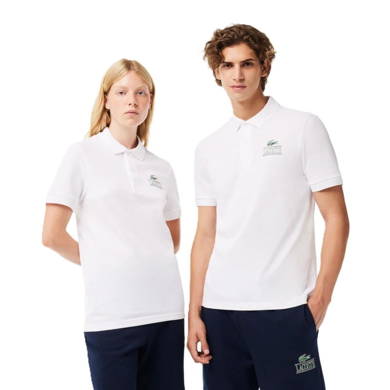 Image of Lacoste Mens Short-Sleeve Polo Shirt White male 2XS