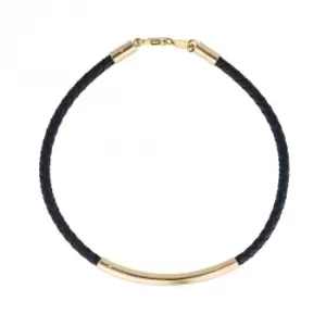 Image of Dark Blue Leather Bracelet in Yellow Gold GB513