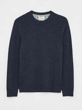 Image of White Stuff Channing Lambswool Mix Crew Jumper - Blue, Size S, Men