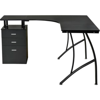 Image of Homcom - L-Shaped Corner PC Desk Table w/ Drawer Home Office Workstation Black