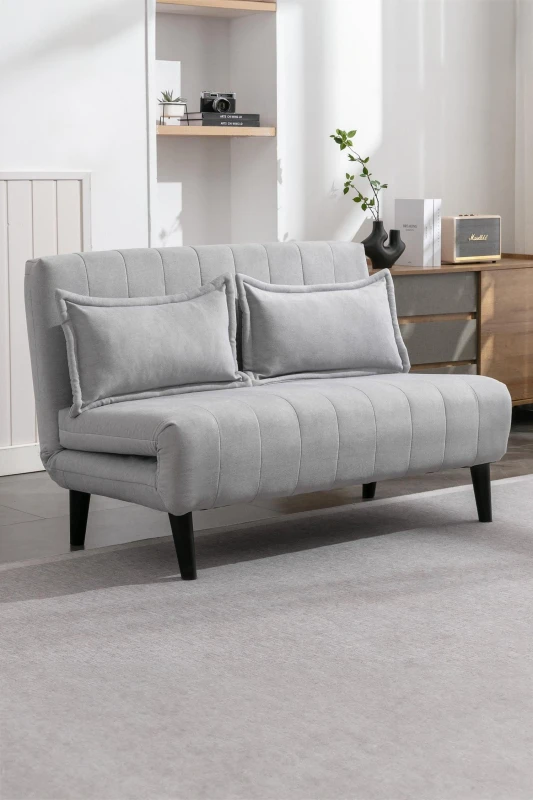 Image of More4Homes Harper 2 Seater Folding Clic Clac Fabric Living Room Lounge Futon Sofa Bed Grey 5.05574E+12