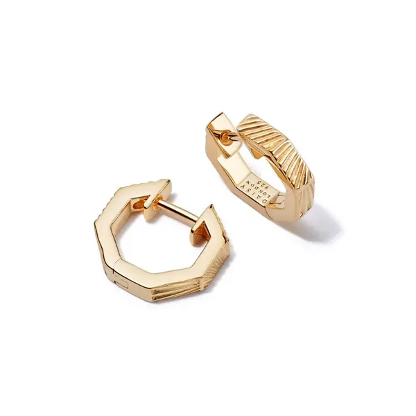 Image of Daisy Estee Lalonde Octagonal Huggie Hoops 18ct Gold Plated Earrings E