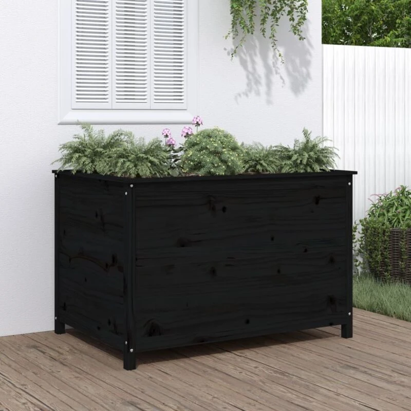 Image of vidaXL Garden Raised Bed Black 119.5x82.5x78cm Solid Wood Pine, Black 825314