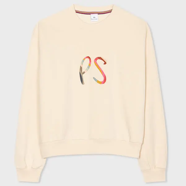 Image of Paul Smith Womens Ecru Cotton 'Spray Swirl' Logo Sweatshirt White