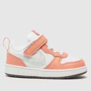 Image of Nike White & Pink Court Borough Low 2 Se Girls Toddler Trainers