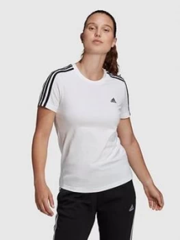 Image of Adidas 3 Stripe T-Shirt - White/Black