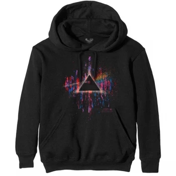 Image of Pink Floyd - Dark Side of the Moon Pink Splatter Mens Small Pullover Hoodie - Black