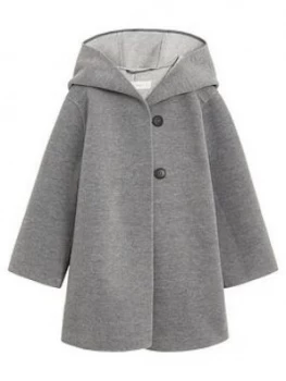 Image of Mango Girls Hooded Midi Length Coat - Grey