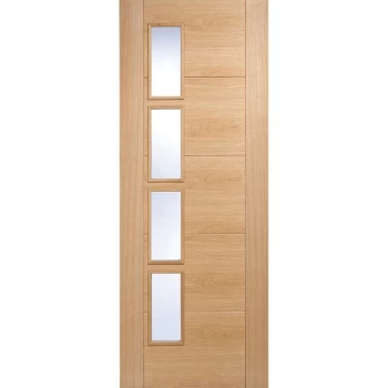 Image of LPD Vancouver Fully Finished Oak Offset 4 Light Toughened Glazed Internal Door - 1981mm x 686mm (78 inch x 27 inch)