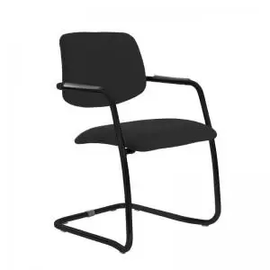 Image of Tuba Black cantilever frame conference chair with half upholstered