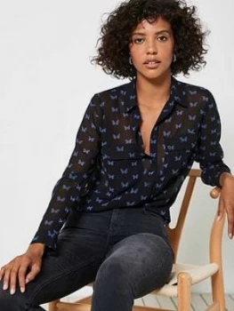 Image of Mint Velvet Elena Print Blouse - Black