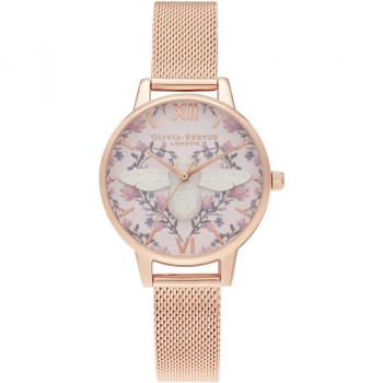 Image of Meant To Bee 3D Bee Blush, Silver & Rg Mesh Watch