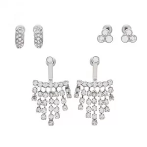 Image of Ladies Lipsy Silver Plated 3 Pack Crystal Earrings