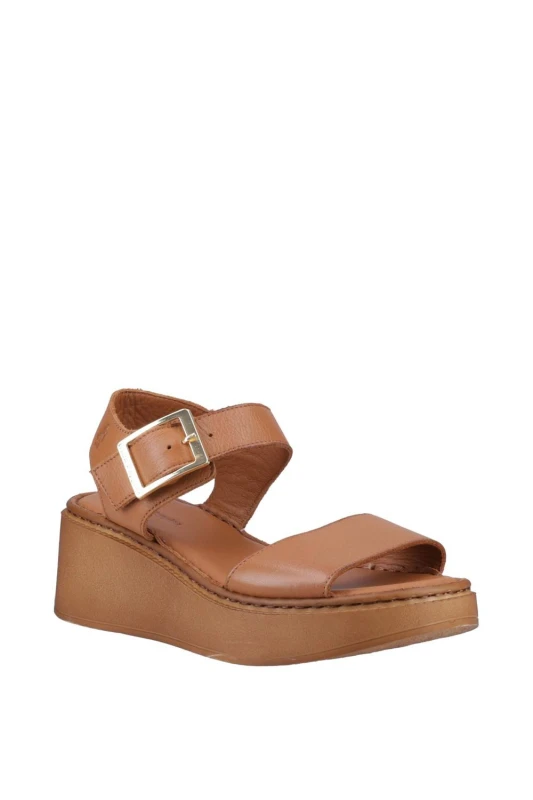 Image of Hush Puppies Beatrix Wedge Sandal - Tan, Brown, Size 8, Women Brown WD1VI Female 8