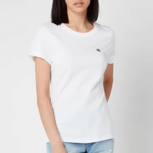 Image of Calvin Klein Jeans Womens Embroidered Logo Slim T-Shirt - Bright White - M
