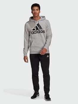 Image of adidas Hooded Tracksuit - Medium Grey Heather, Size 48-50, Men